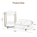 Makeup Organizer Countertop for Vanity, Rotating Perfume Tray with 5-Compartment Cosmetic and Skincare Organizers, Multi-Purpose Desk Storage