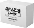 Impresa Double-Sided Body Sponge - White & Blue, Pack of 6 - Deep Exfoliation & Body Scrub Pad - Dual-Sided Design - Gentle Facial Cleanse & Face