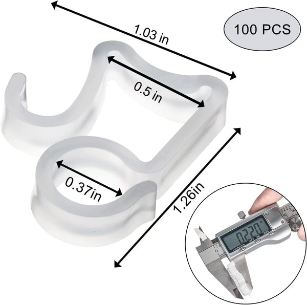 AccEncyc 100 Pcs Outdoor Light Clips Hooks for Outdoor String Lights Gutter Clips for Hanging Christmas Village Accessories 100Pcs Clear
