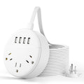 White Extension Cord 25 FT, Ultra Thin Flat Plug Power Strip with 4 USB Ports 3 Outlets, Wall Mountable, Non Surge Protector for Cruise Ship, Home