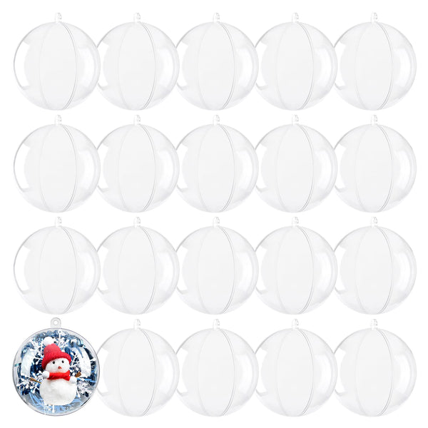 20Pcs Clear Fillable Ornaments Ball, AGM DIY Plastic Christmas Tree Hanging Ornaments Ball, 3.94'' Decoration Art Crafts for New Years Present,