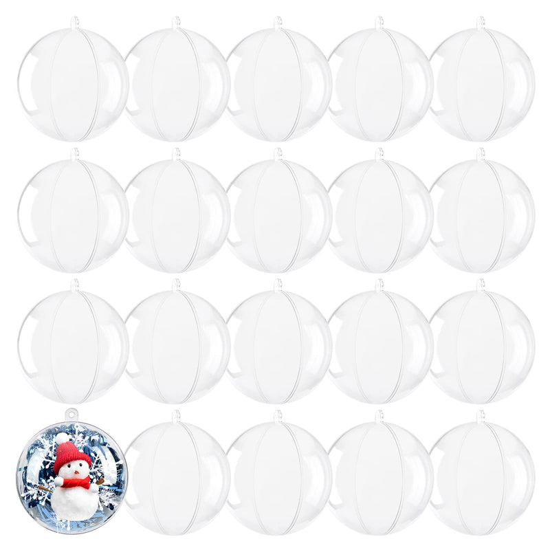 20Pcs Clear Fillable Ornaments Ball, AGM DIY Plastic Christmas Tree Hanging Ornaments Ball, 3.94'' Decoration Art Crafts for New Years Present,