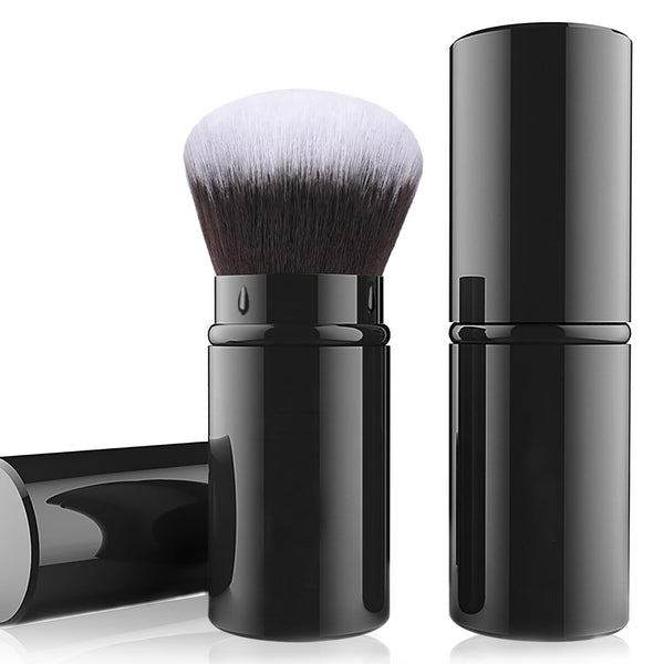 Retractable Kabuki Brush, Travel Powder Face Makeup Brushes | Portable Flawless Makeup Brush for Foundation, Blush, Bronzer, Buffing, Cruelty Free