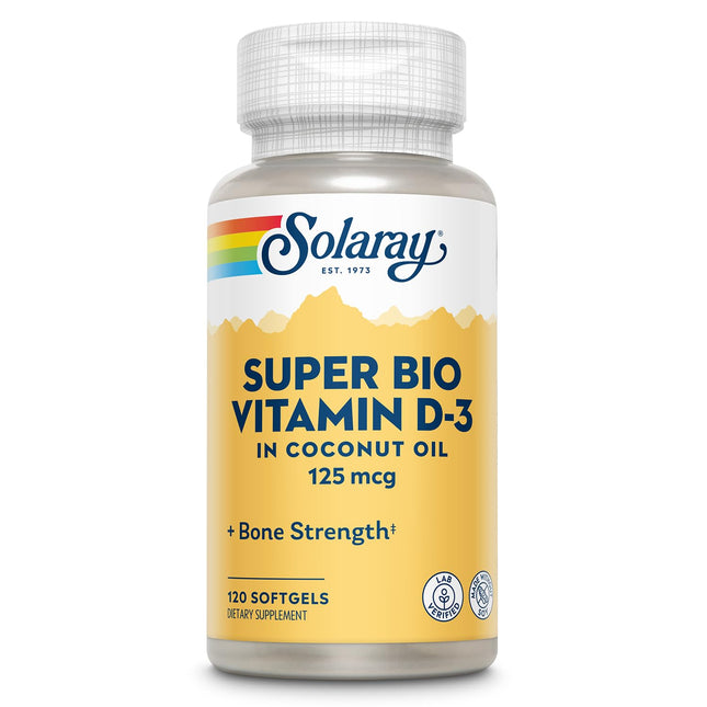 SOLARAY Super Bio Vitamin D3 in Coconut Oil - D3 Vitamin 5000 IU - Bone Health a