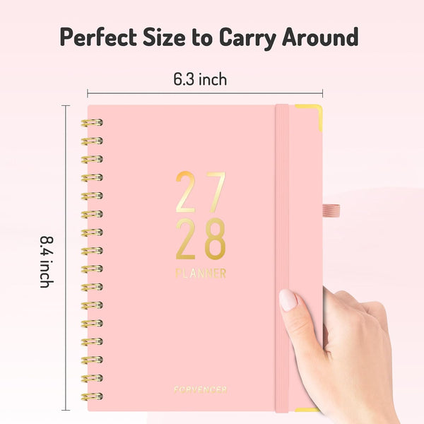 Forvencer Planner 2027-2028, 18 Month Calendar Planner, Jan 2027-June 2028 Pink 6.3"x8.4" (Jan 2027 - Jun 2028)