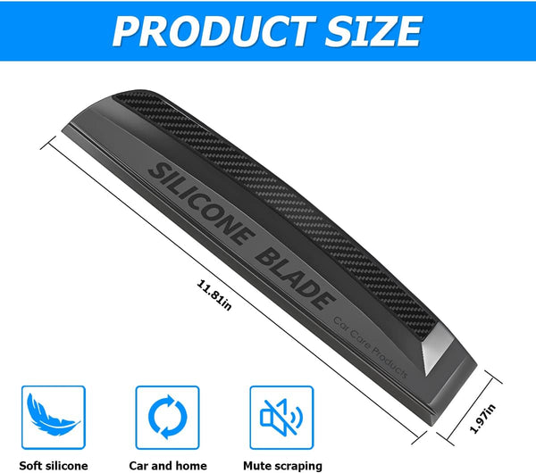 Car Window Squeegee, Soft Silicone Blade for Cleaning Water, Professional One-Piece Auto Glass Water Wiper, 11.8 Inches Water Scraper Cleaner for