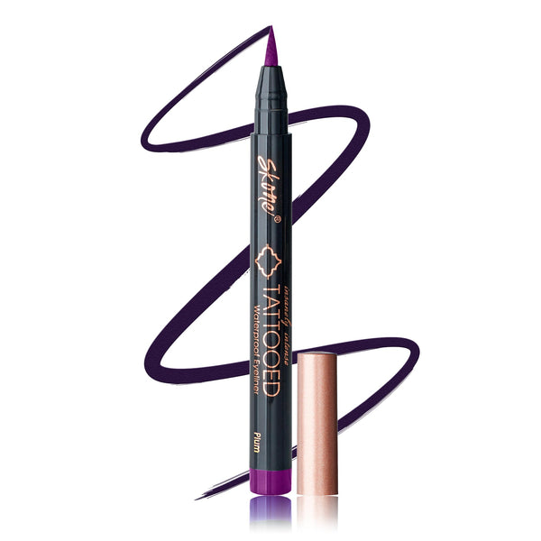 Skone Tattooed Liquid Eyeliner Pen, Waterproof Felt Tip, Plum Black