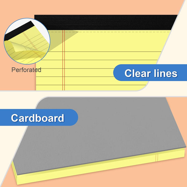 5" x 8" Yellow Legal Pads Writing Pads 12 Pack of Notepad 80gsm Paper Small College Ruled Note Pads Perforated Memo Pads 30 Sheets Yellow Paper