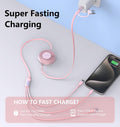 3-in-1 Retractable Multi Charging Cable, 100W Fast Charging USB-C/A to Lightning/USB-C/Micro USB Phone Charger Cord for iPhone 16/15, Samsung,