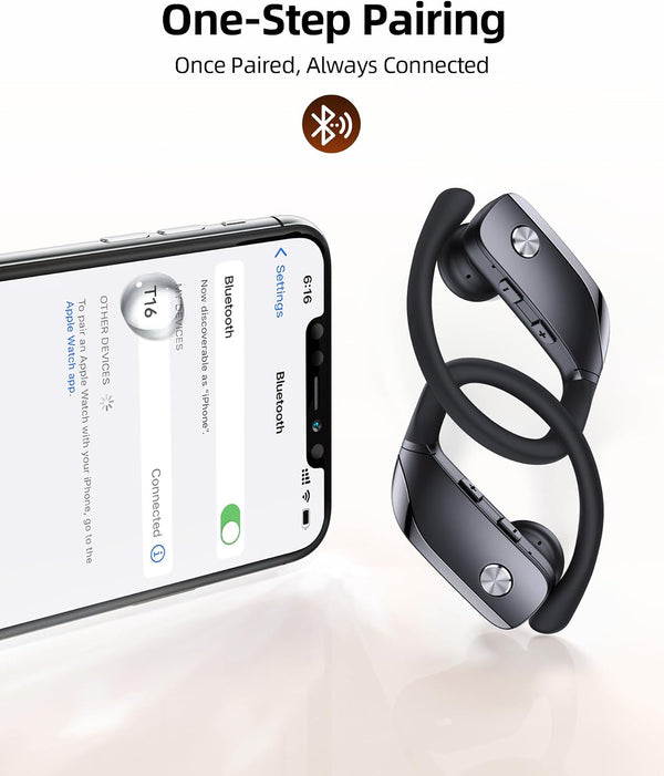 bmanl Wireless Earbuds Bluetooth Headphones Over Ear Hooks Ear Buds with 80H Playtime, LED Power Display, Dual Mic Clear Calls, Sports Wireless