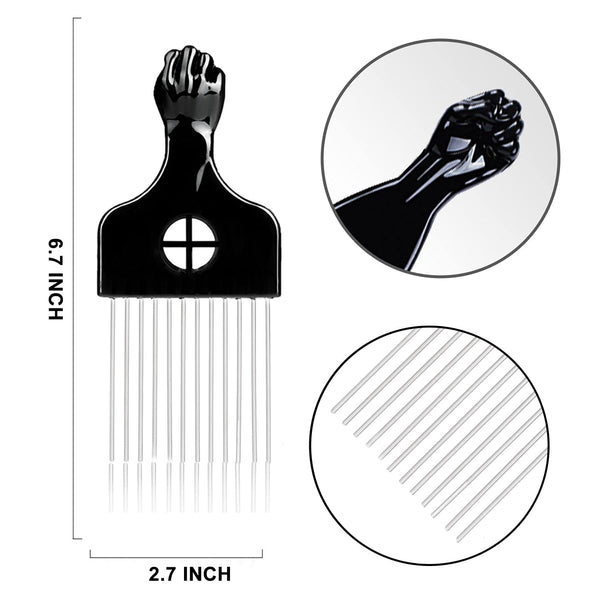 3Pcs Hair Styling Set for All - Curl Brush, Twist Sponge for Textured Hair with Metal Pick black styling set 3pcs