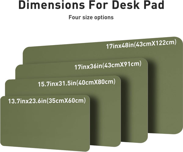 Aothia Desk Protector Mat, Mouse Pad, Non-Slip Waterproof PU Leather Desk Blotter, Laptop, Writing for Office and Home (23.6" x 13.7", Olive