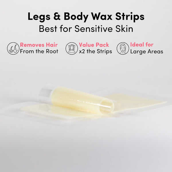 Parissa Legs & Body Wax Strips Kit Value Pack for Body Hair Removal, At-Home Waxing Kit with Ready-To-Use Large Wax Strips, 5Ml Aftercare Oil,