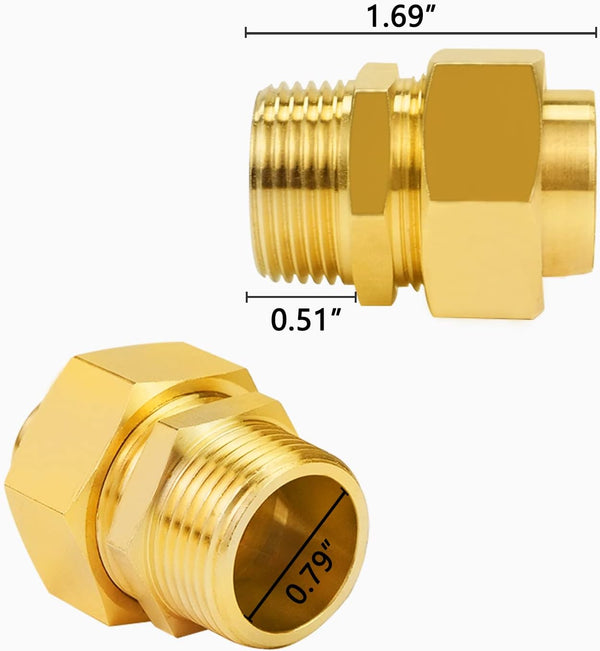 CSST Male NPT Fitting Kit Brass Natural Gas Quick Connect Adapter 3/4'' Grill Propane Conversion Connector 2 Pack