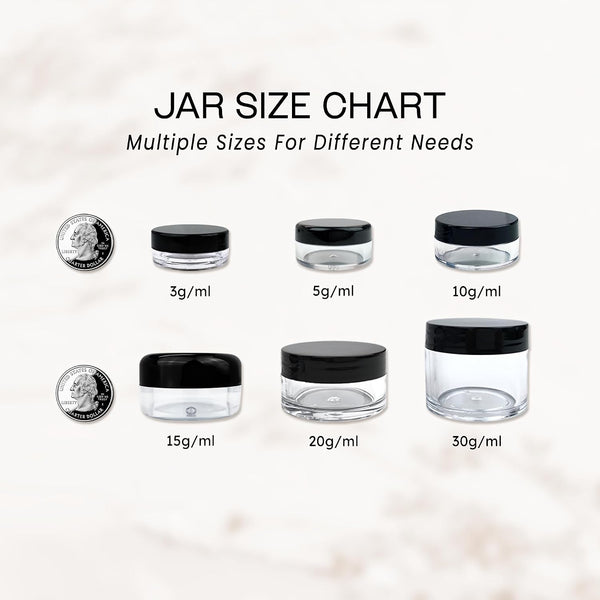 Beauticom 40 Pieces 3G/3ML Empty Clear Container Jars with MultiColor Lids for Powder Makeup, Cream, Lotion, Lip Balm/Gloss, Cosmetic Samples