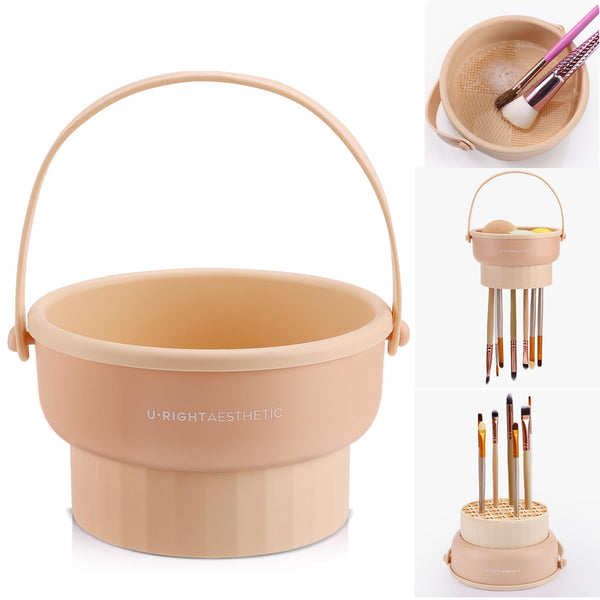 Makeup Brush Cleaner Mat 3 in 1 Silicone Makeup Brush Cleaner Bowl Cosmetic Brushes Cleaning Tool Organizer for Storage and Air Drying?Khkai