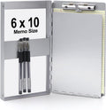 Small Aluminum Clipboard with Storage (Memo Size), 6 x 10.2 Inches, Recycled Metal Snapak Form Holder Binder with Inside Serrated Clip Posse Box,