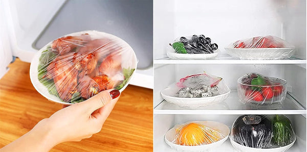 Fresh Keeping Bags Covers - Stretch Plastic Bowl Covers & Reusable Plastic Wrap - Universal Kitchen Wrap - 100Pcs
