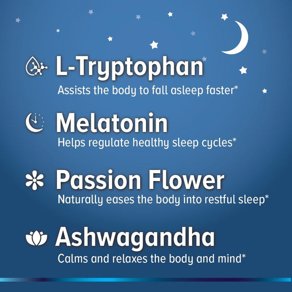 Relaxation Sleep Aid, Natural Non-Habit Forming, Sleep Supplement Developed to Support for Longer & Better Sleep, Chamomile, Magnesium, Melatonin,