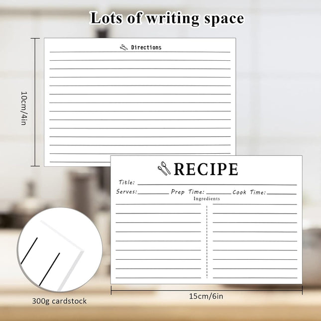 70 Count Recipe Cards 4X6 White, Double Sided, Blank for Bridal Shower and Wedding