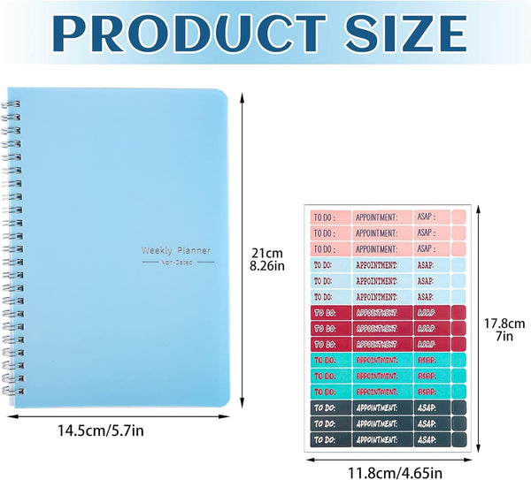 Thboxes A5 Weekly Planner Notebook, 52 Week Undated Journal for Women, Blue Blue Cute