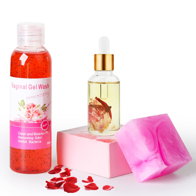 Feminine Wash & Yoni Oil & Yoni Soap Set for Women, Yoni Wash for Vaginal Remove Odor, Natural Feminine Care Soap for pH Balance, 1 Fl.Oz Feminine