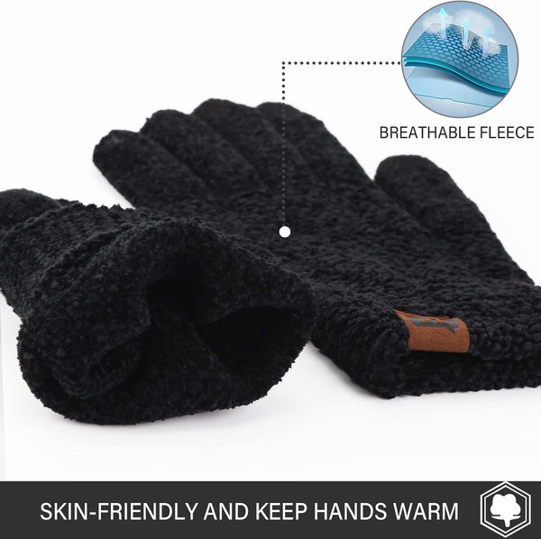 FZ FANTASTIC ZONE Womens Winter Warm Touchscreen Gloves for Cold Weather One Size Black