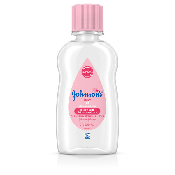 Johnson's Baby Oil, Pure Mineral Oil to Prevent Moisture Loss for Newborn, Kids, & Adults, Gentle, Soothing Baby Massage Oil, Dry Skin Relief,