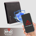 Travelambo Leather Wallet for Men, Slim Minimalist RFID Credit Card Holder Crazy Horse Coffee