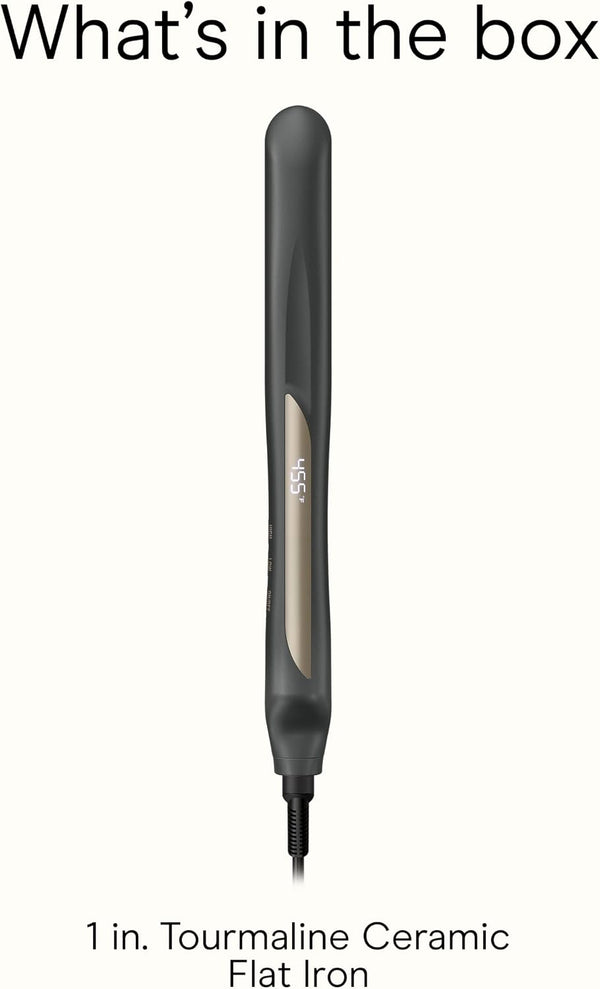 Infiniti PRO CONAIR Tourmaline Ceramic 1-Inch Flat Iron Digital Hair Straightener, 1-Inch Flat Iron to Straighten or Curl, 5 Heat Settings, for