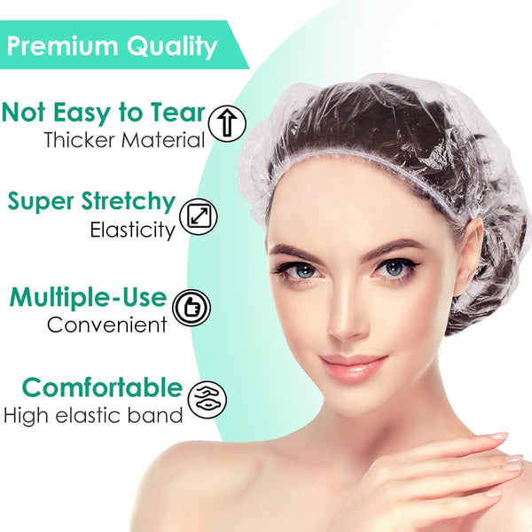 2026 Spring Women's Gifts， Plastic Clear Hair Cap Large Thick Waterproof Bath Caps for Women, Hotel Travel Essentials Accessories Deep