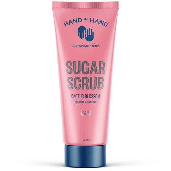 Hand in Hand Sugar Scrub, Gentle Exfoliation For All Skin Types, 9 Ounce, Bergamot & Crisp Basil, Cactus Blossom Scent, Single Cactus Blossom 9