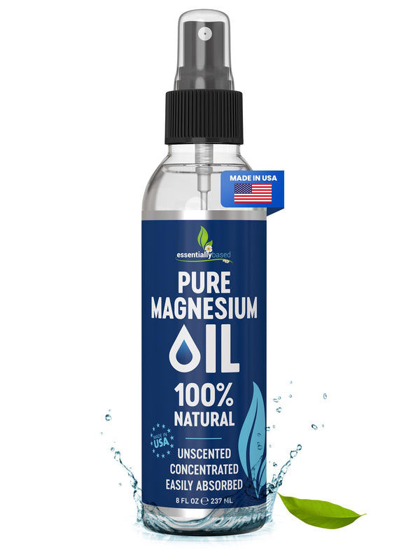 Pure Magnesium Oil Spray 8Oz - Topical Magnesium Spray for Sleep Extra Strength - Less Sting - Less Itch - 100% Natural and Organic Oil - Made in USA