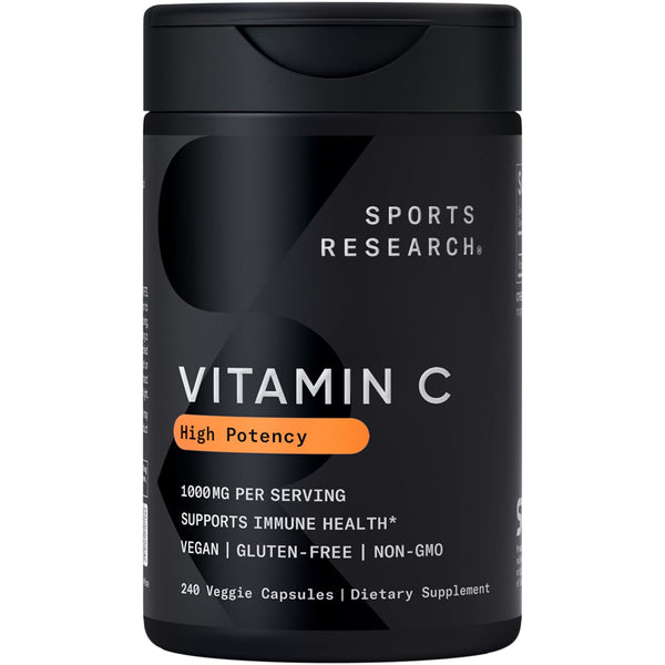 Sports Research Vitamin C 1000Mg - Non-Gmo Project Verified Ascorbic Acid Vitamin C Supplement for Immune Support & Antioxidant Protection | Vegan