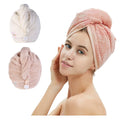 M-bestl 2 Pack Microfiber Hair Towel Wrap,Quick Dry,Anti-frizz(Pink&Beige) | Hair Drying Towel for Women with button,lightweight,Anti-frizz