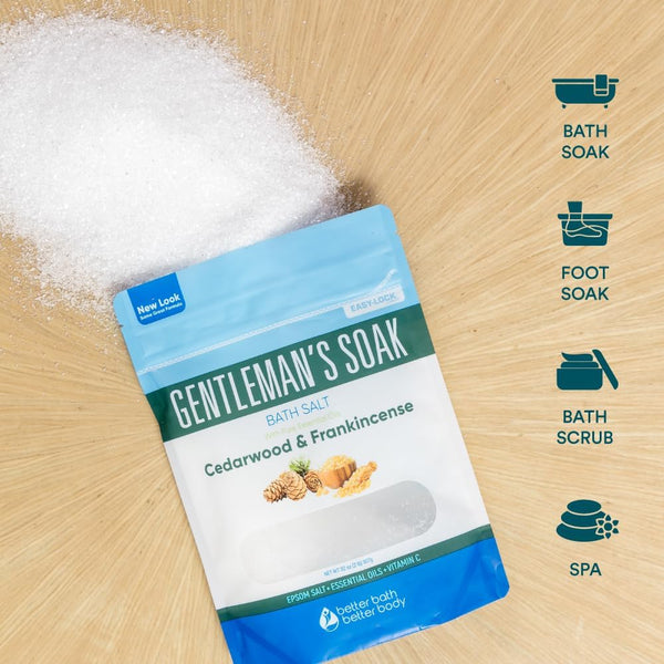 Gentleman'S Bath Salt 32 Ounces Epsom Salt with Natural Cedarwood, Frankincense, Eucalyptus and Peppermint Essential Oils plus Vitamin C in BPA