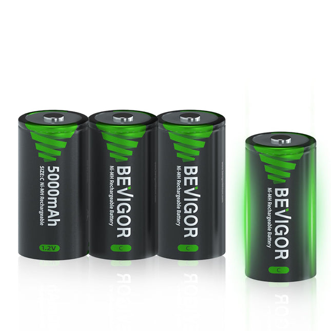 BEVIGOR Rechargeable C Batteries, 5000Mah 1.2V Nimh Precharged C Cell Batteries,