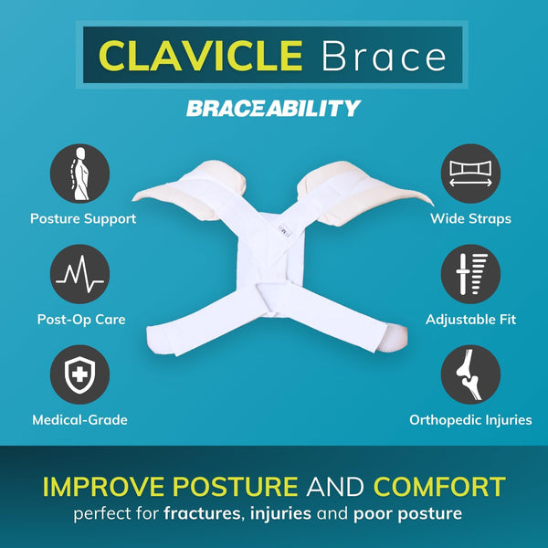 BraceAbility Clavicle Support Brace - Figure 8 Upper Back Brace Posture Corrector for Women and Men, Shoulder Straightener, Kyphosis Relief, Sling