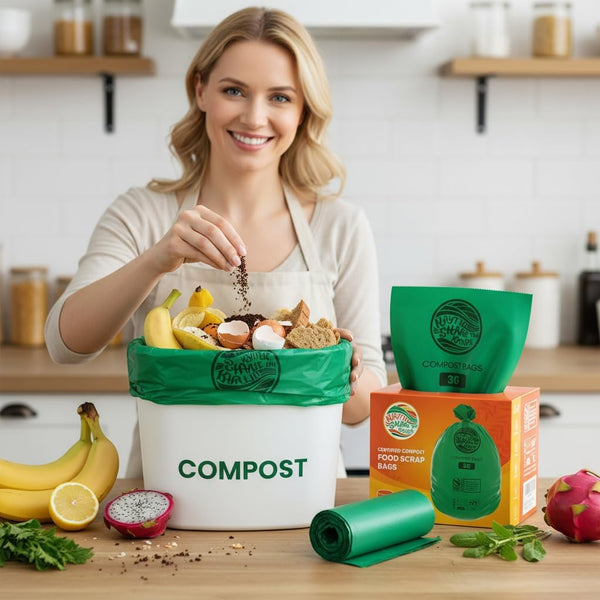 Compost Bags 3 Gallon,100 Count,Compost Food Scrap Waste Bags Fits Countertop Bin,Small Kitchen Food Scrap Waste Bags,Compost Bin Bags,Certified