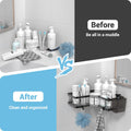 AKTECKE Corner Shower Caddy, 2 Pack Adhesive Shower Corner Organizer Shelves, No Drilling Stainless Steel Shower Storage Rack with