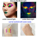 12 PCS Glow Face Body Paint, Glow In The Dark Under UV Black Light Sticks Makeup Neon Face Painting Kits for Adult Halloween Festival Accessory