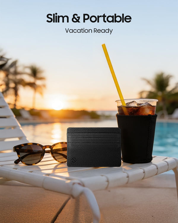 FINTIE Slim Minimalist Front Pocket Wallet RFID Blocking Credit Card Holder | Card Cases with ID Window for Men Women, Black