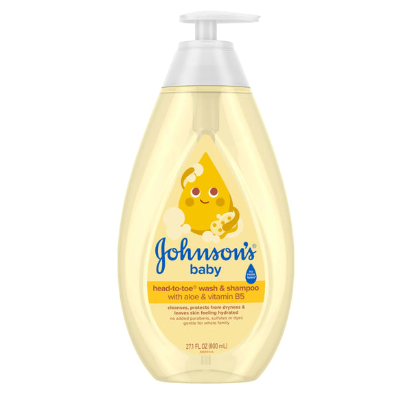 Johnson's Baby Head-To-Toe 2 in 1 Tear Free Wash & Shampoo with Aloe Vera and Vitamin B5, Safe and Gentle for Newborns and Delicate Skin,