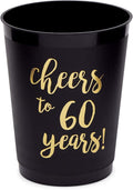 Sparkle and Bash 30th Birthday Cups & Plastic Tumblers - 16 Pack, 16 Oz, Black, Cheers To 30 Years - Party Favors & Wedding Anniversary Celebrations