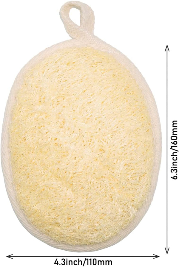 Natural Loofah Bath Exfoliation Body Scrubber, 3 Pack | Shower Sponge, Eco-Friendly Biodegradable, Exfoliating Scrubber, Women & Men, Beige