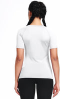 CADMUS Women's Workout Shirts for Running Yoga Tee Shirts Dry Fit Pack of 5/3 Small 18# Black+black+white+white, 4 Pack
