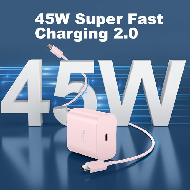 45W USB-C Super Fast Charger Type C Android Phone Charging Cable Block for Samsung Galaxy S25 Ultra/S25/S24 Ultra/S24/S2