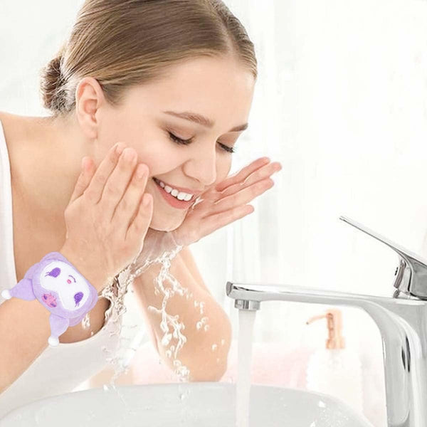 Kawaii Spa Headband and Wristband Set for Face Washing, Cute Soft Skincare Headbands for Women Girls, Fluffy Makeup Headband for Washing Face,
