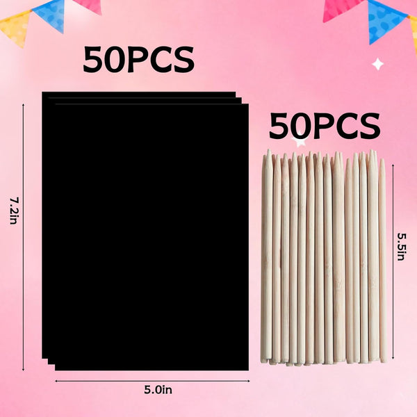 ZMLM Rainbow Scratch Paper Art Crafts, 100PCS Rainbow Scratch Paper Art for 3 4 5 6 7 8 9 Years Old Girls Boys, Arts and Crafts for Kids 4-6,