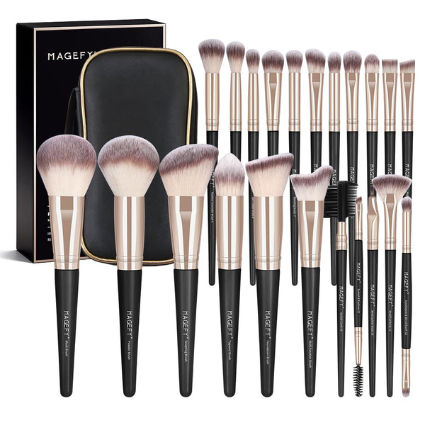 MAGEFY Makeup Brushes, 22 Pcs Professional Premium Synthetic Makeup Brush Set with Case, Foundation Eyeshadow Brush Travel Make up Brushes Set